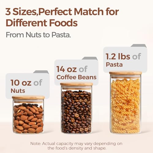 Glass Pantry Storage Containers (0.7 qt x 2 + 1.2 qt x 2 + 1.6 qt x 2)