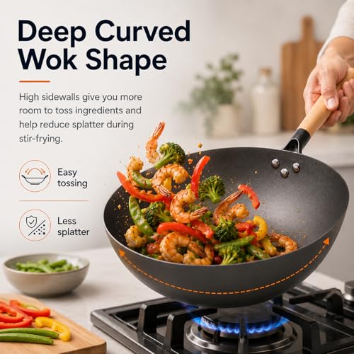 12.6" Carbon Steel Wok Pan (12.61 inch)