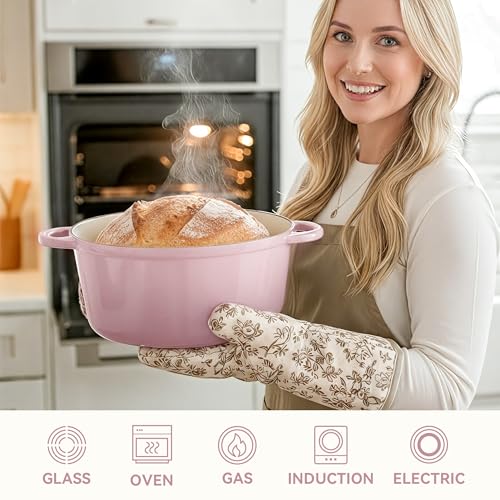 6 Quart Dutch Oven Pot with Lid (6 QT / Pink)