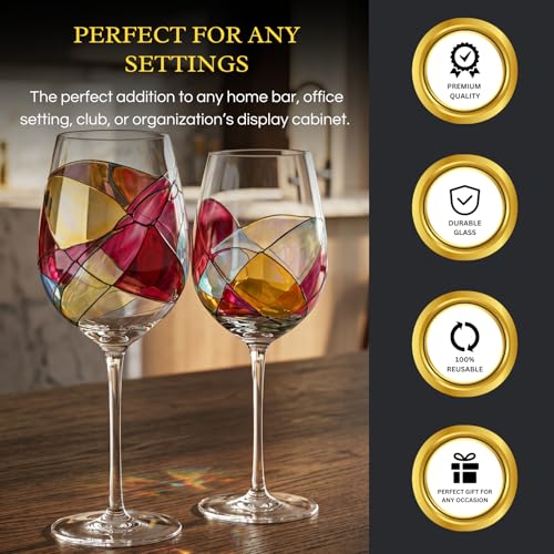 Artisanal Hand Painted Stemmed Wine Glasses (2 Count)
