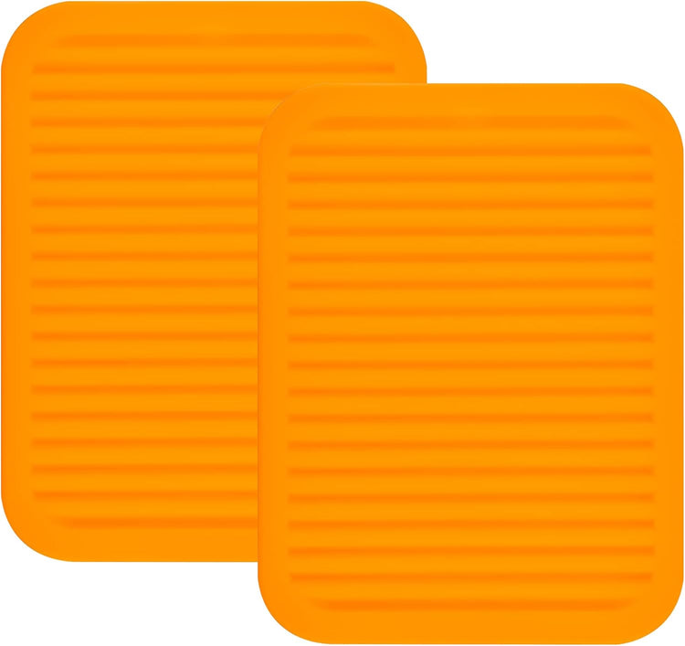 Smithcraft Silicone Trivets Mats - Hot Pads for Countertops, Tables, Pot Holders - Spoon Rest & Drying Mats Set of 2 - Color Orange