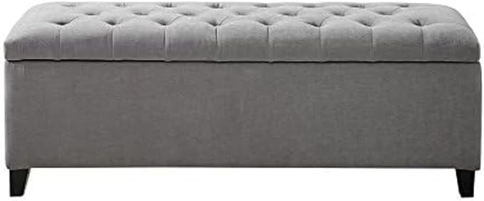 Madison Park Entryway Accent Bench for Living Room Flip Top Storage Chest, Shandra Tufted Top Upholstered Storage Bench End of Bed for Bedroom Furniture, Indoor Seating, 49"Wide, Grey