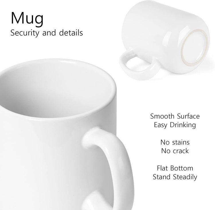 Smilatte 20 OZ Large Coffee Mug, M016 Plain Ceramic Boss Big Tea Cup with Handle for Dad Men, Set of 2, White