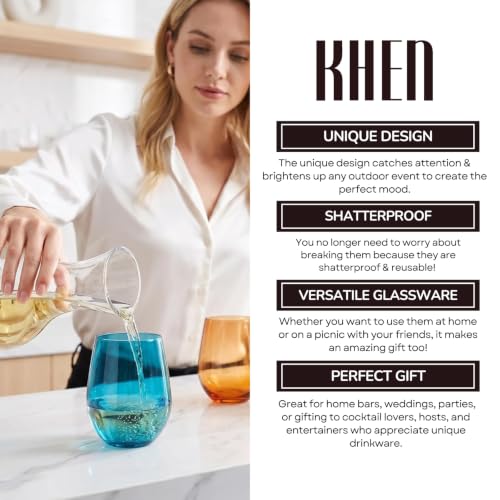 European Style Shatterproof Tritan Stemless Wine Glasses (6 Count)