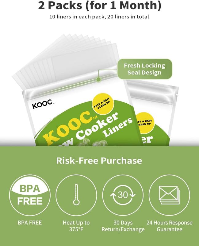 20 Count Slow Cooker Liners 13" x 21" Large Size Fits 3