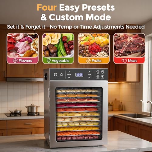 800W Food Dehydrator with 12 Trays for Jerky