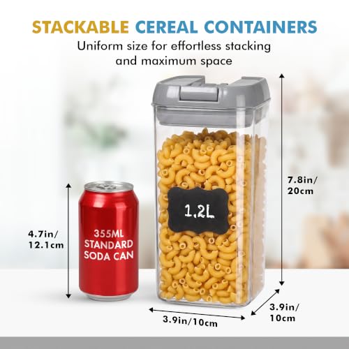 6 PC 1.2L Airtight Food Storage Containers with Lids BPA Free Plastic (Gray)