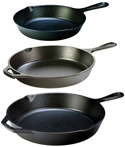 Seasoned Cast Iron 3 Skillet Bundle. 12 Inches and 10.25 Inches with 8 Inch Set of 3 Cast Iron Frying Pans