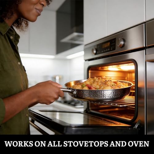 14-Piece Tri-Ply Hammered Stainless Steel Cookware Set