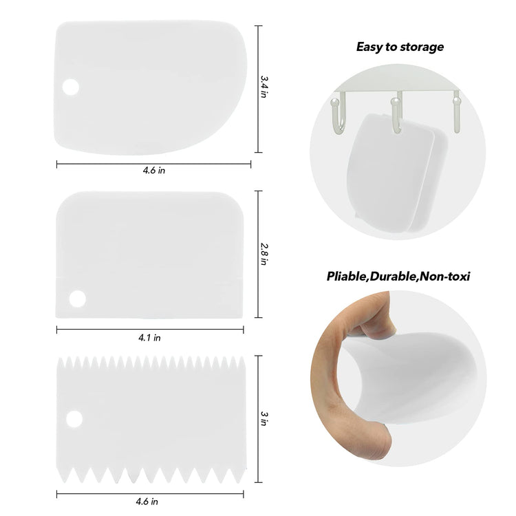 Stainless Steel Icing Spatulas Angled Cake Spatulas with 3 Cake Smoother Scrapers (6 Count)