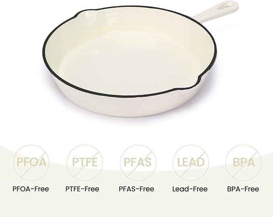 QuliMetal Enameled Cast Iron Cookware Set, 5-Piece – 2.3QT Dutch Oven, 4.7QT Braiser, 10" Skillet, 9x5" Oval Bread Pan & Rack – Versatile Oven-Safe Enamel Cast Iron Pots and Pans for Home Cooking