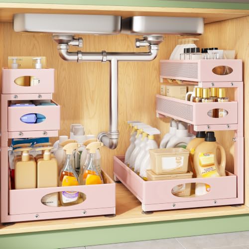 Under Sink Organizer 3 (2-Pack / Pink)