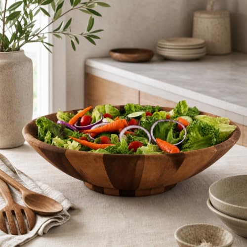 Extra Large Acacia Wood Salad Bowl (4.5" Tall x 16" Diameter)