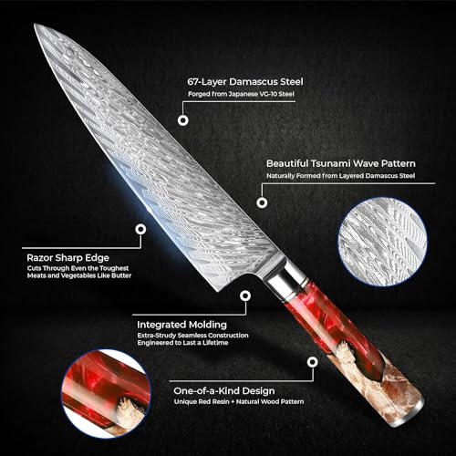 SENKEN 7 Piece Damascus Kitchen Knife Set (7 Count)