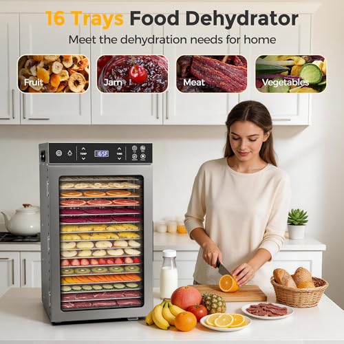 800W Food Dehydrator with 16 Trays for Jerky