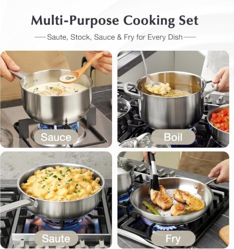 Stainless Steel Cookware Set 17 Piece with Triply Base