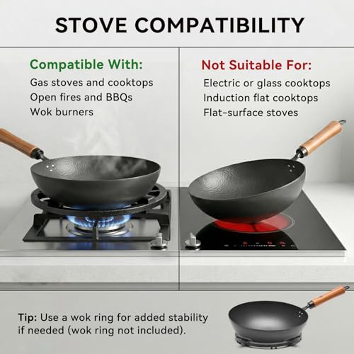 Carbon Steel Wok Pan 11 Inch (11 Inch Round Bottom)