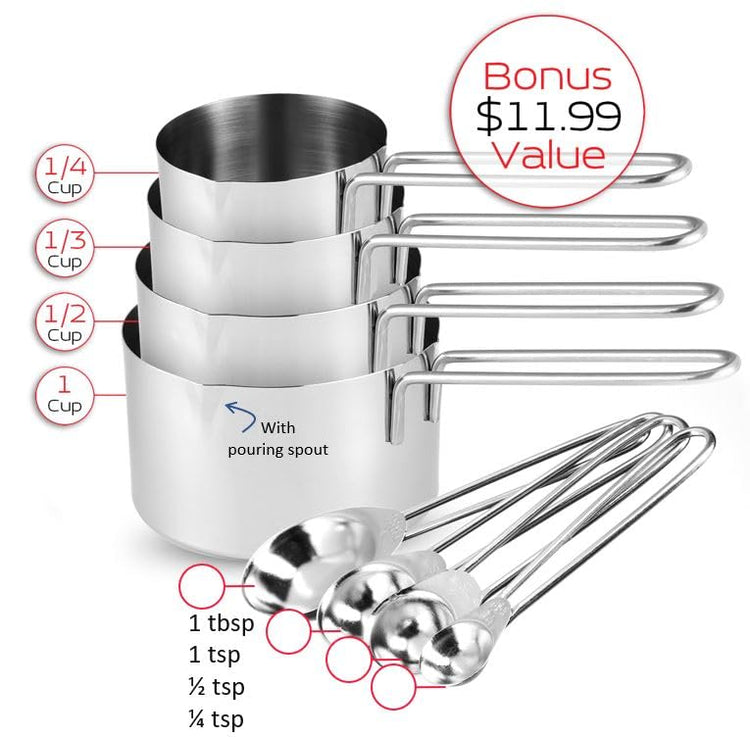 Stainless Steel Mixing Bowls with Measuring Cups & Spoons Set of 14