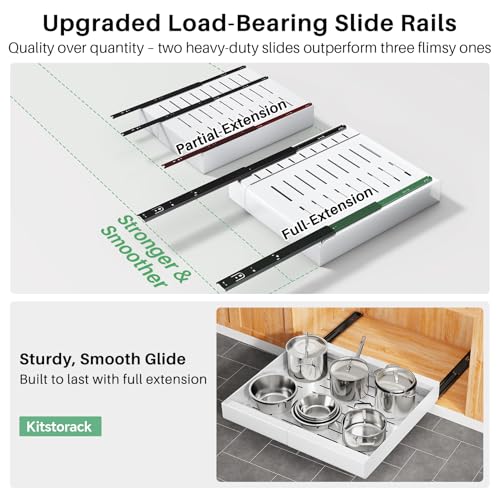 Pull out Cabinet Organizer (White / 21"D×12"-20"W(4 Pack))