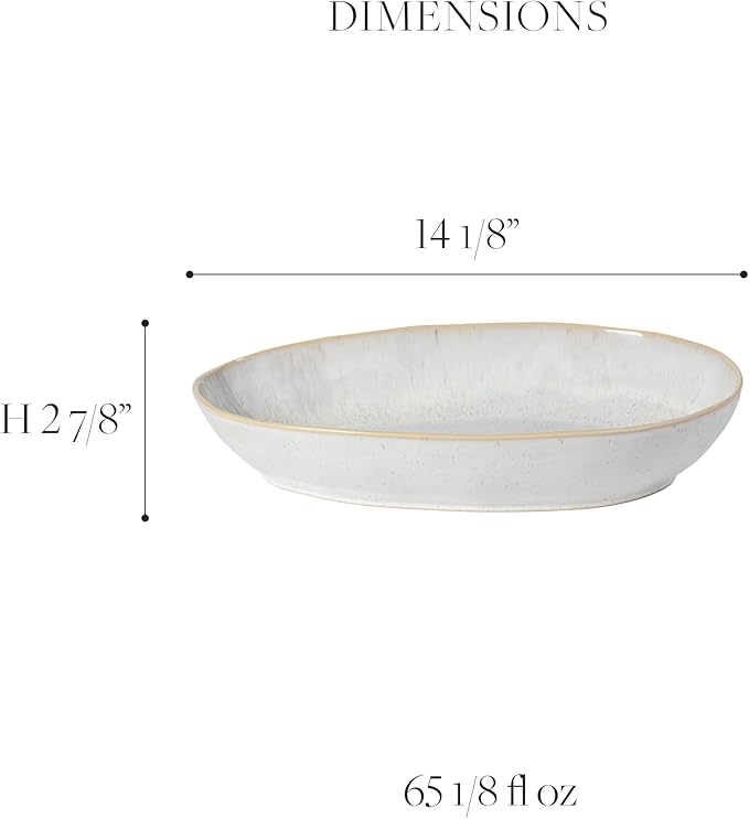 Casafina Ceramic 14.25" x 9" Oval Baker - Eivissa Collection, Sand Beige | Oven & Dishwasher Safe Bakeware | Food Safe Glazing | Restaurant Quality Dinnerware