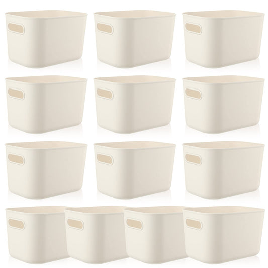 Plastic Storage Bins 10 Pcs White Pantry Organizer Bins Small Baskets Storage Containers for Home Kitchen (10 Count)