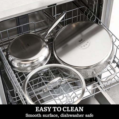 14-Piece Tri-Ply Hammered Stainless Steel Cookware Set