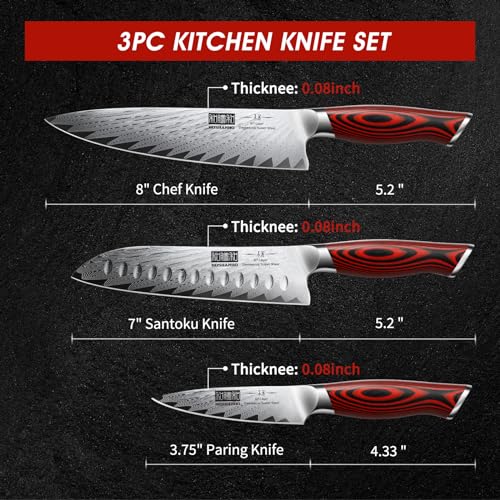 Damascus Knife Set (3 Count)