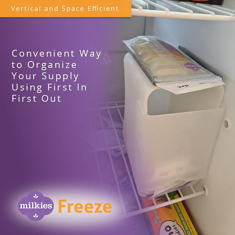 Fairhaven Health Milkies Freeze Organizer for Breast Milk Storage Bags Freezer | Breastmilk Storage Container Storing System for Freezing Breastmilk | Use with Standard Milk Bags