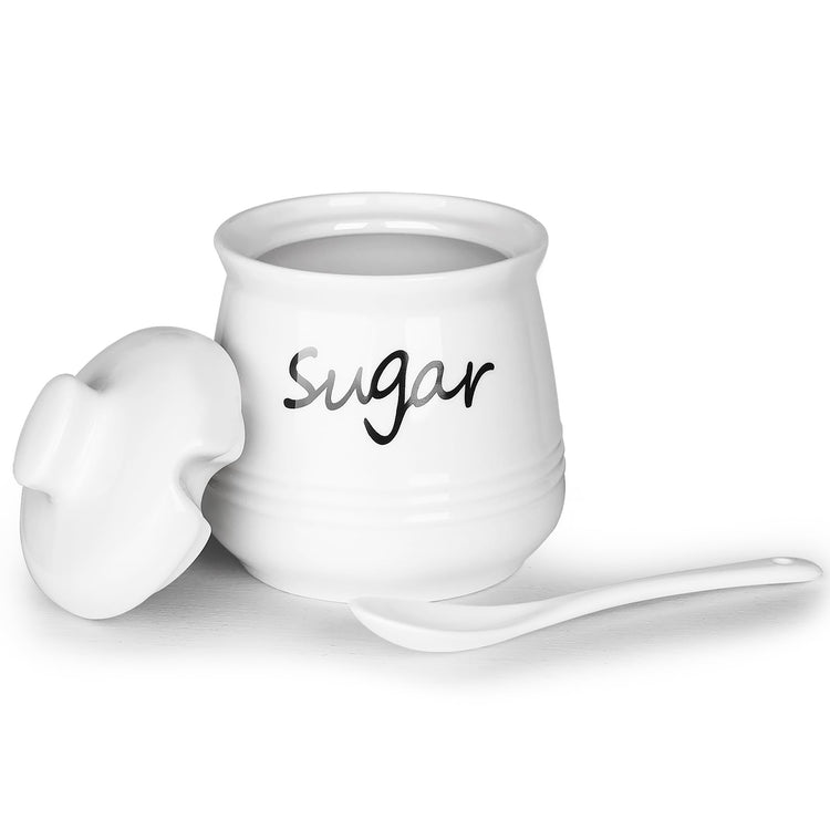 12oz Ceramic Sugar Bowl with Lid and Spoon