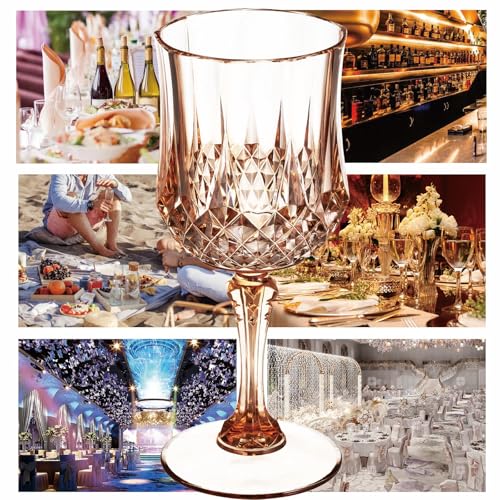 Rose Gold Plastic Wine Glasses (10 Count)