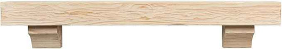 MANTELSDIRECT Breckenridge 48” Fireplace Mantel Shelf with Corbels – Rustic Floating Mantel Shelf for Over Fireplace – Unfinished - Wood Shelf for Wall – Pine Box Construction