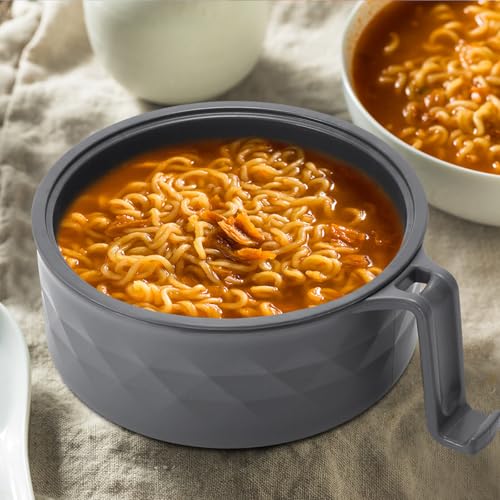 6 Sets Microwave Ramen Bowl with Utensils Bulk (Elegant Colors)