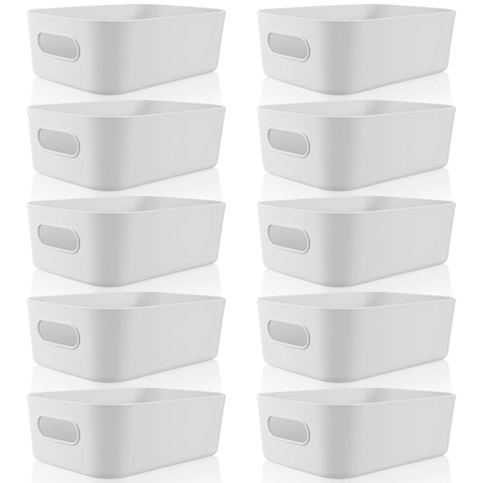 Plastic Storage Bins 10 Pcs Gray Pantry Organizer Bins Small Baskets Storage Containers for Home Kitchen (10 Count)