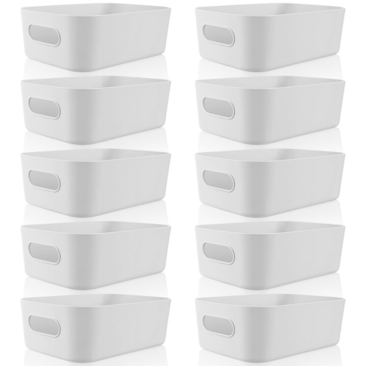 Plastic Storage Bins 10 Pcs Gray Pantry Organizer Bins Small Baskets Storage Containers for Home Kitchen (10 Count)