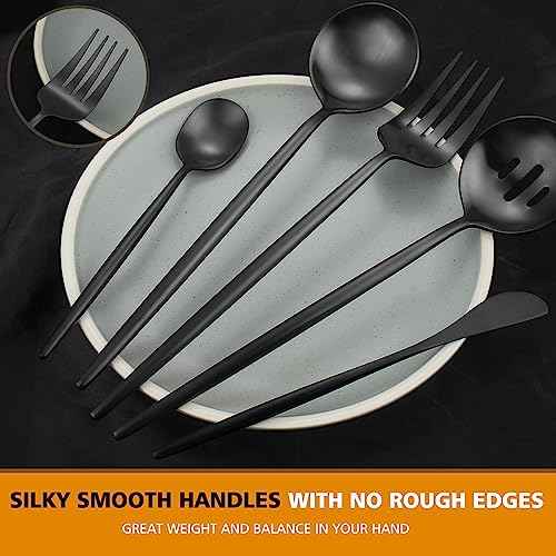 5pcs Matte Black Serving Set