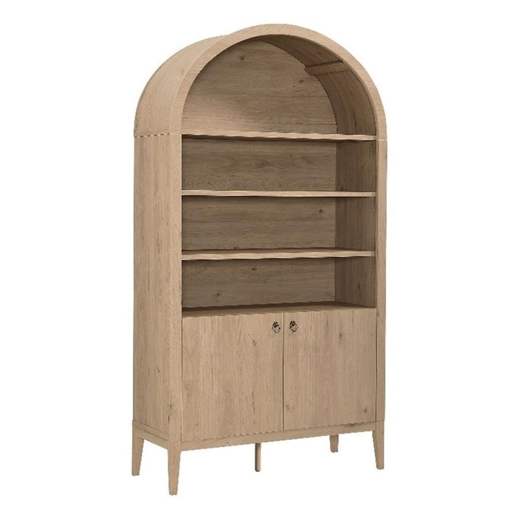 Nolan Tall Arched Storage Display Cabinet in Light Oak