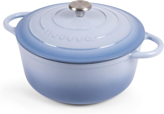 Nuovva Enamelled Cast Iron Dutch Oven Pot with Lid 6.4 Quart Non Stick Casserole Pot – Heavy Duty & Oven Safe up to 500° F for Bread Baking, Braising, Stews, Roasting – 28cm Costal Blue - Nestoria