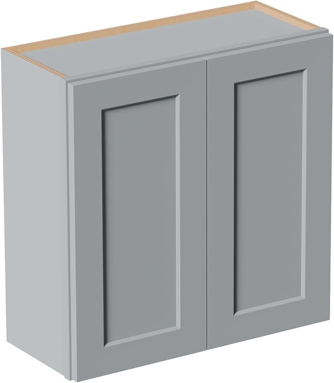 30 Inch Laundry Room Cabinets Wall Mounted, Solid Wood Over The Toilet Storage Cabinet, Bathroom Organizer Cabinets with 2 Door & Shelves, Easy to Assemble for Kitchen, Garage - Dark Gray