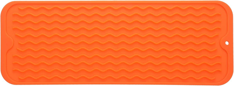 Silicone Dish Drying Mat for Multiple Usage,Easy clean,Eco-friendly,Heat-resistant Silicone Mat for Kitchen Counter,Sink,Bar,Bottle,or Cup Orange M 17 inches x 6 inches