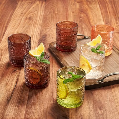 Hobnail Beaded Highball Drinking Tumbler Glasses