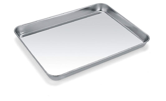 Baking Sheet Stainless Steel Cookie Sheet Baking Pan Tray for Toaster Oven Size 9 x 7 x 1 Inch