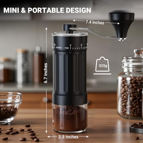 Mini Manual Coffee Grinder With 40 Adjustable Settings (M01 Black / Ceramic Burr)
