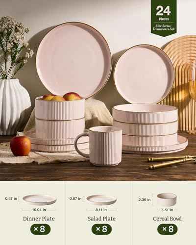 Stoneware Dinnerware Sets for 8 (24 Count)