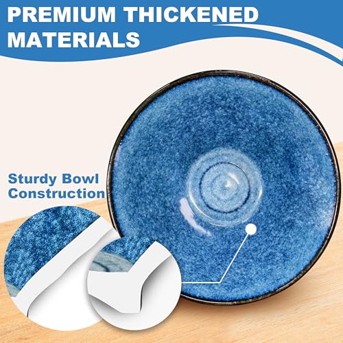 8 Inch 4 Sets Ceramic Ramen Bowl (A:Ocean Blue / 8 INCH 4 Set)