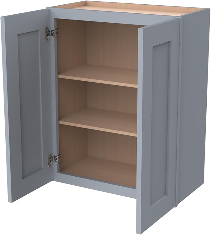 Wall-Mounted Cabinet – Solid Wood Shaker Style Medicine Cabinet with Adjustable Shelves & Soft-Close Doors for Bathroom, Kitchen, and Office Storage (Grey, 39" W x 12" D x 42" H)