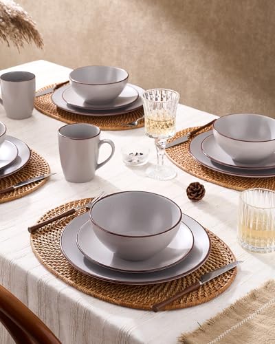 Venus Dinnerware Sets with Mugs (Light Gray / Serves 4 (16pc w/ Mug))