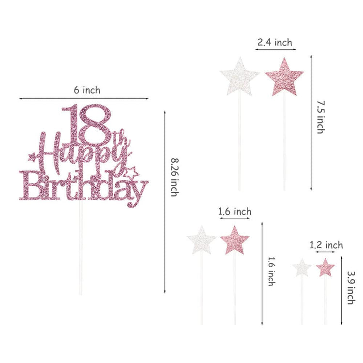 Rose Gold 18th Birthday Cake Topper (7 Count)
