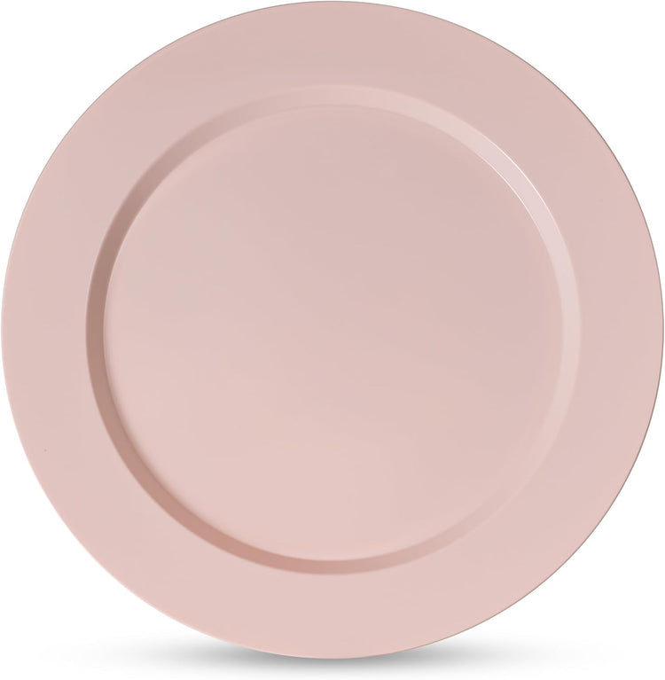 Munfix 100 Pink Plastic Plates Set, 50 Pcs 10 Inch Plastic Dinner Plates and 50 Pcs 7 Inch Plastic Dessert Plates, Elegant Fancy Heavy Duty Disposable Plates for Party, Wedding, Pink