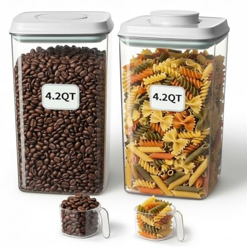 Pop Airtight Food Storage Containers Set with Lids (gray, 2x4.2Qt)