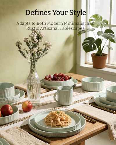 Stoneware Dinnerware Set with Pasta Bowls (24 Count)